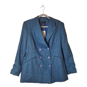 Sigrid Olsen Blue Wool Double Breasted Blazer Size 14